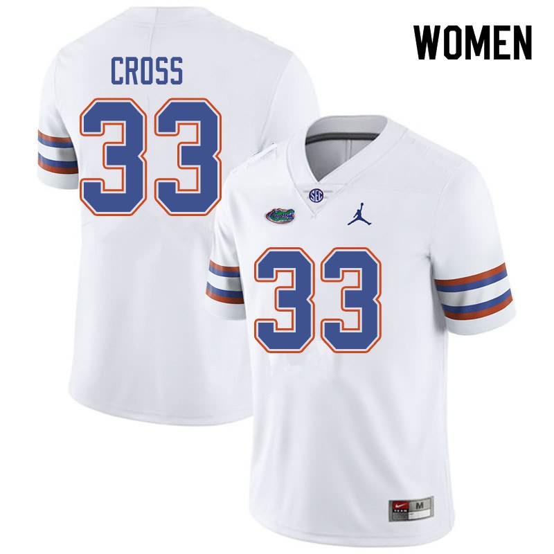 Women's NCAA Florida Gators Daniel Cross #33 Stitched Authentic Jordan Brand White College Football Jersey WFE1765HQ